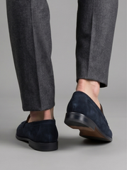 Navy Blue Suede Driving Moccasin