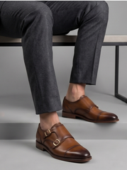Turin Double Monk Strap – Brown