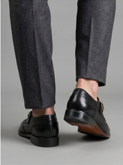 Black Single Monk Strap Brogue