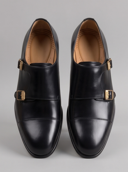 Turin Double Monk Strap – Black
