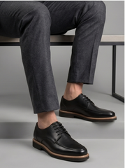 Black Plain-Toe Apron Derby