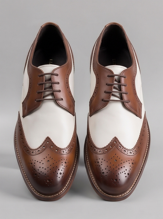 Brogue Wingtip Brown & White