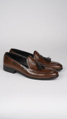 Classic Brown Leather Tassel Loafers