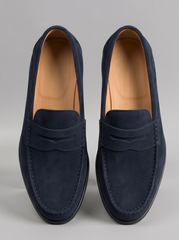 Navy Blue Suede Driving Moccasin