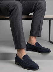Navy Blue Suede Driving Moccasin