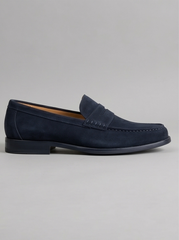 Navy Blue Suede Driving Moccasin