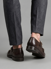 Tan Burnished Double Monk Cap-Toe