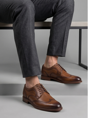 Tan Wingtip Derby Brogue