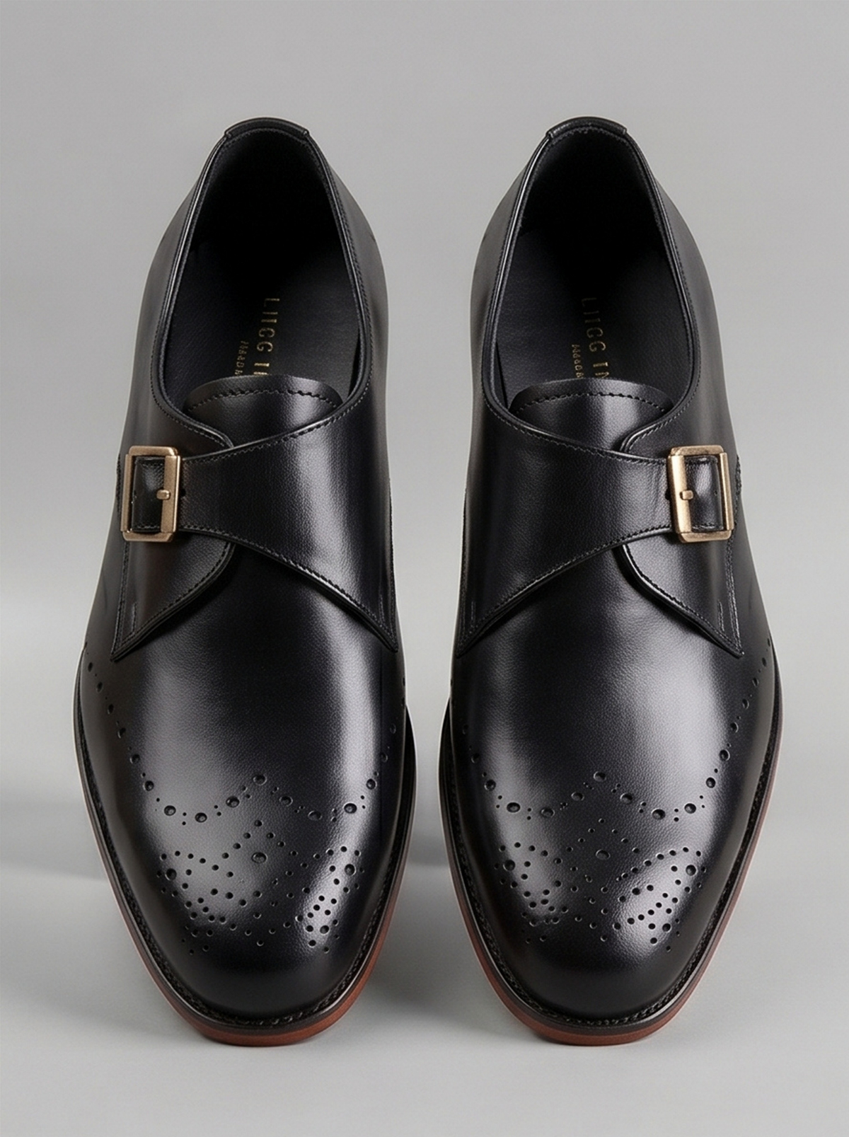 Black Single Monk Strap Brogue