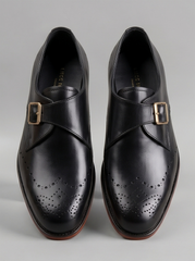 Black Single Monk Strap Brogue