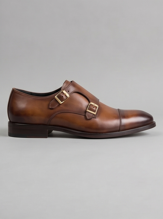 Turin Double Monk Strap – Brown