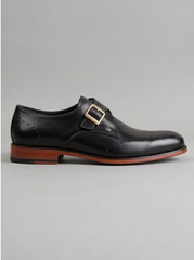 Black Single Monk Strap Brogue
