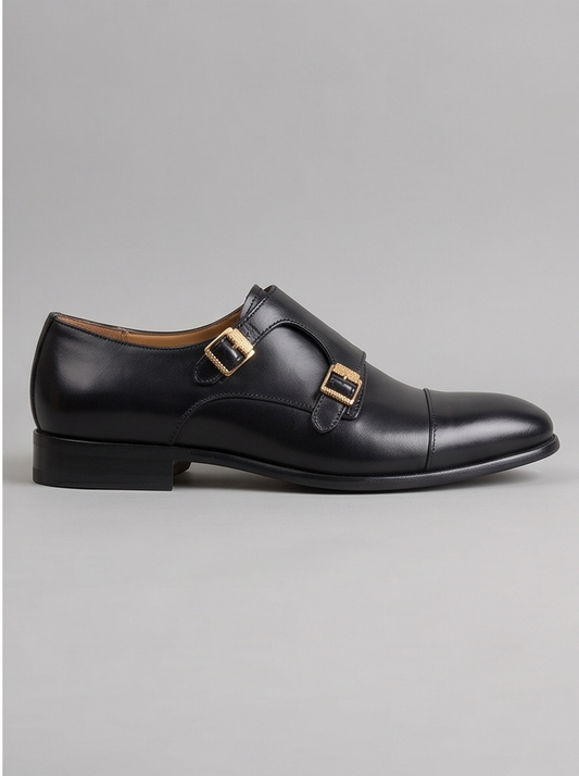 Turin Double Monk Strap – Black