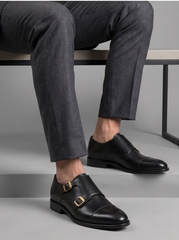 Turin Double Monk Strap – Black