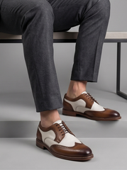 Brogue Wingtip Brown & White