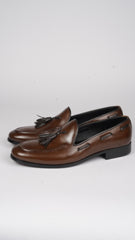 Classic Brown Leather Tassel Loafers