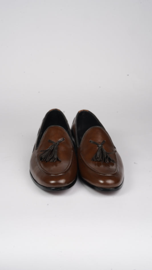 Classic Brown Leather Tassel Loafers
